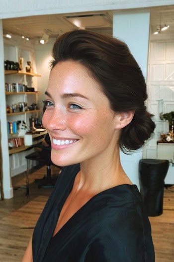 Low Chignon with Lifted Front Hairstyle