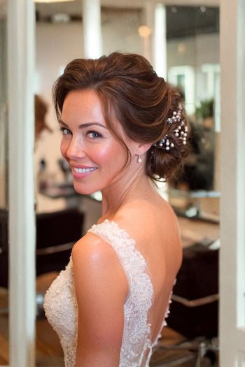 Bridal Updo with Pearl Details Hairstyle