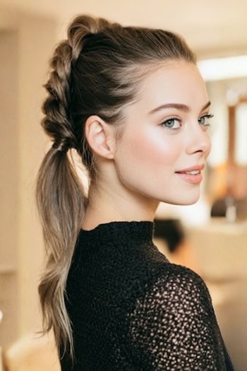 Dutch Braid Ponytail Hairstyle