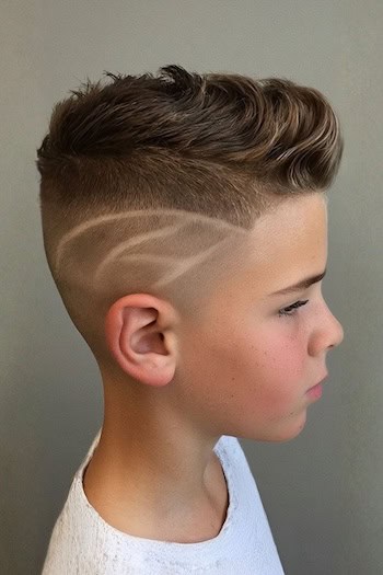 Textured Top with Line Design Haircut