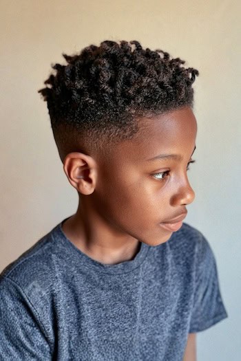 Short Coily Twists with Fade Boys Haircut