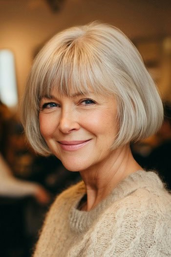 Jaw-Length Bob with Bangs Hairstyle