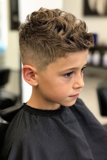 Tousled Wavy Crop with Mid Fade Boys Haircut