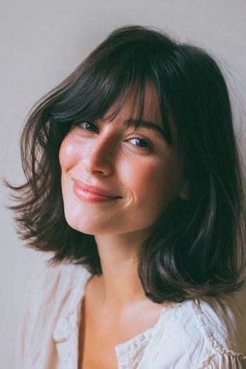 Long Bob with Bangs for Thick Hair Hairstyle