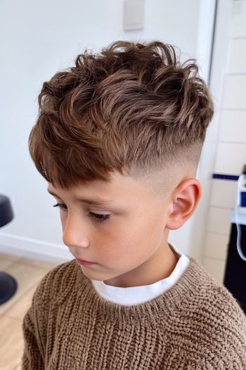 Long Fringe with Mid Skin Fade Haircut
