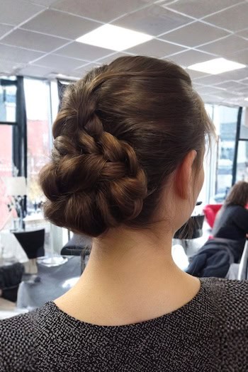 Low Braided Bun Hairstyle