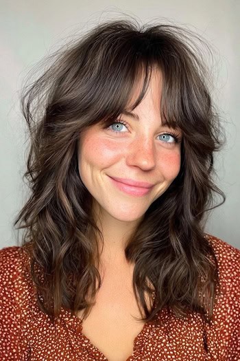 Medium Waves with Bangs Hairstyle