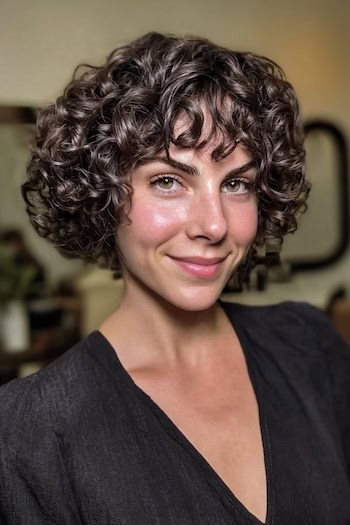 Cropped Curls with Bangs Hairstyle