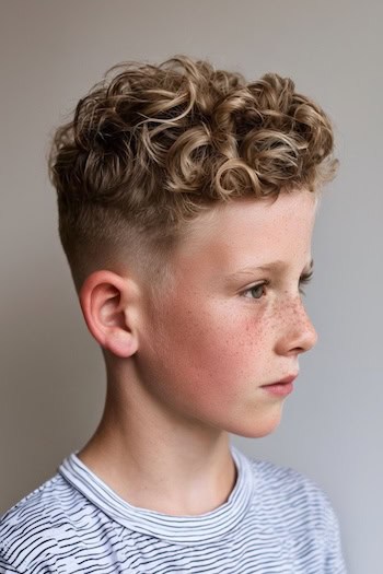 Cropped Curls with Fade Boys Haircut