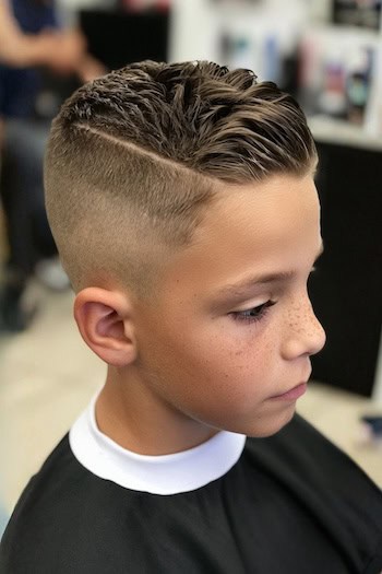 Sharp Part Fade Boys Haircut