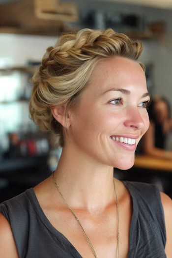 Crown Braid Updo Hairstyle