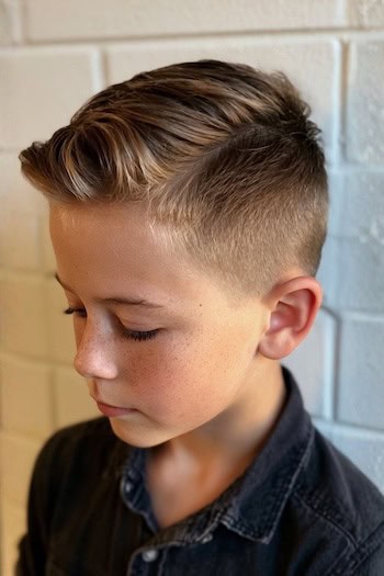 Slicked Back Undercut Fade Boys Haircut
