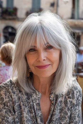 Wispy Long Bob with Bangs Hairstyle