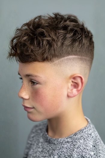 Wavy Crop with Hard Part Fade Haircut