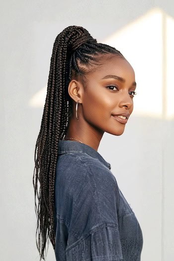 Box Braid High Ponytail Hairstyle