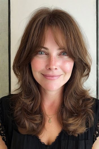 Flipped Layers with Bangs Hairstyle
