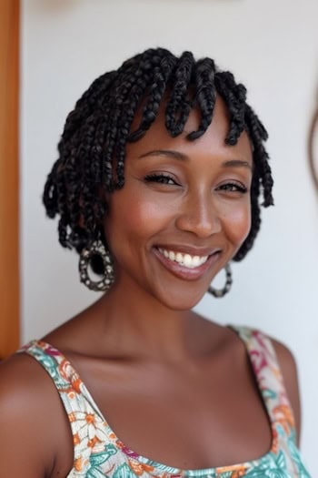 Short Braids with Bangs Hairstyle