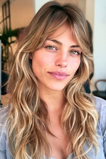Feathered Curtain Bangs Hairstyle