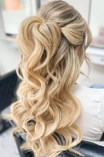 Half-Up Half-Down Bridesmaid Flipped Pony Hairstyle