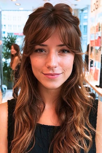 Half-Up Half-Down with Bangs Hairstyle