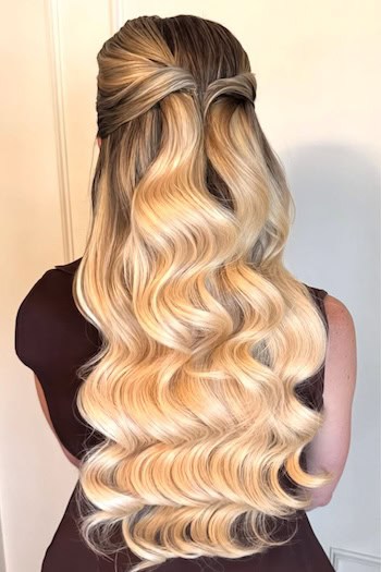 Half-Up Half-Hollywood Waves Hairstyle