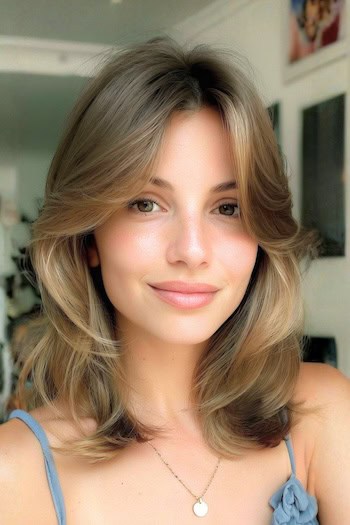 70s-Inspired Curtain Bangs Hairstyle