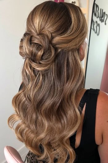 Half-Up Twisted Rose Bun Hairstyle