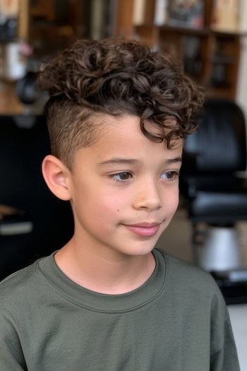 High Fade Curly Fringe Haircut