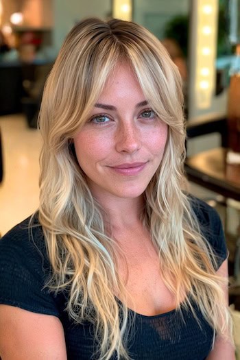 Beachy Curtain Bangs Hairstyle