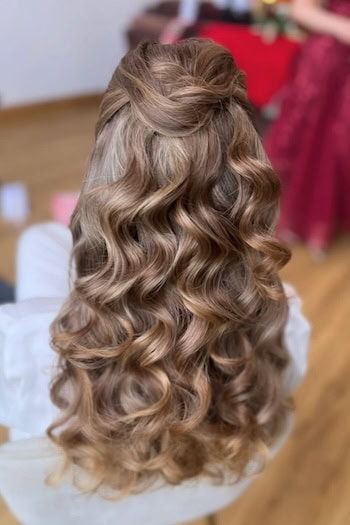 Half-Up Half-Down Wedding Curls Hairstyle