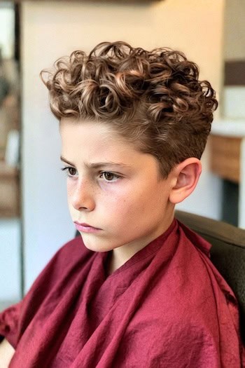 High Volume Curly Taper Fade Haircut