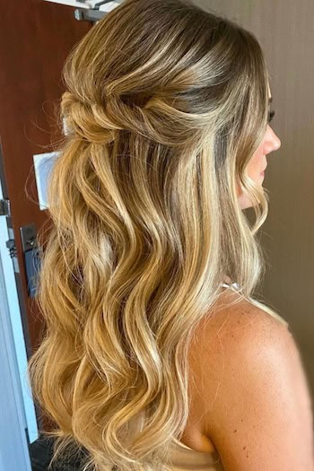 Lived-In Twisted Half Updo Hairstyle