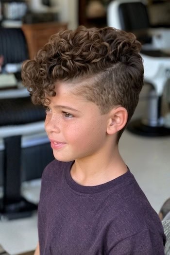 Curly Disconnected Fade with Bangs Haircut