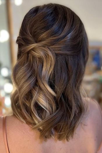 Half-Up Half-Down Hairstyle for Shoulder-Length Hair