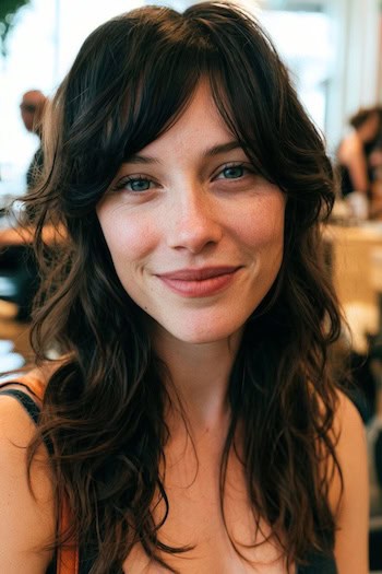 Tousled Curtain Bangs Hairstyle