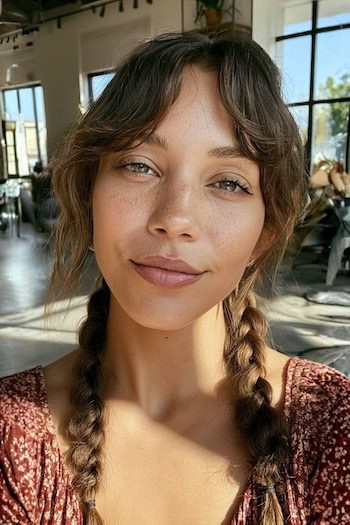 Curtain Bangs with Braids Hairstyle