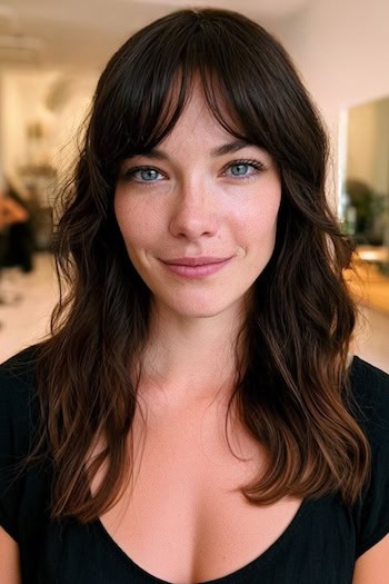 Rounded Curtain Bangs Hairstyle