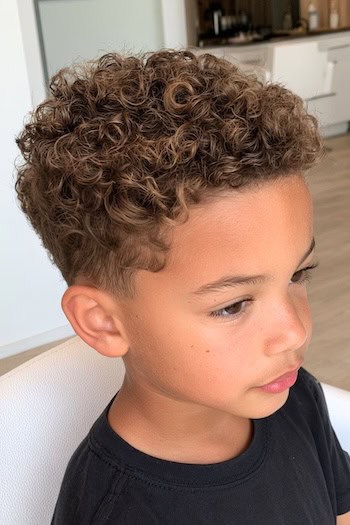 Short Curls with Low Fade Haircut