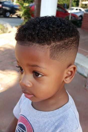 Curly Top with Line Up and Fade Haircut