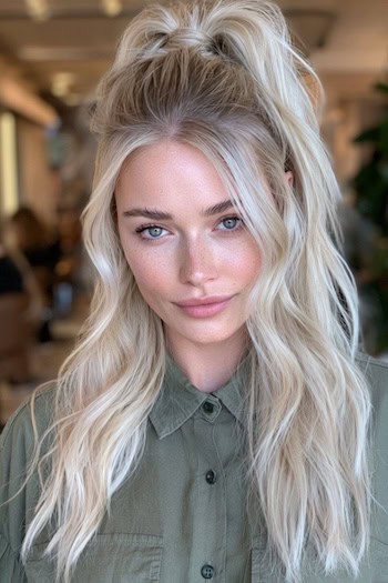 Icy Blonde with Pearl White Highlights Hair Color