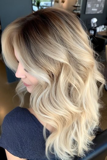 Shadow Root Blonde with Bright Tips Hair Color