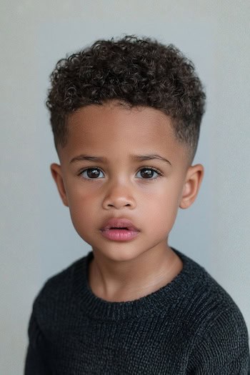 Curly Top with Taper Fade Haircut