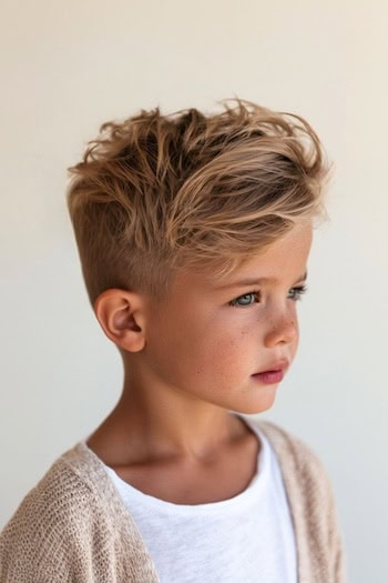 Long Side-Swept Top with Fade Haircut