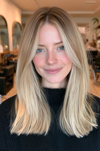 Root Smudge Blonde with Warm Brown Roots Hair Color