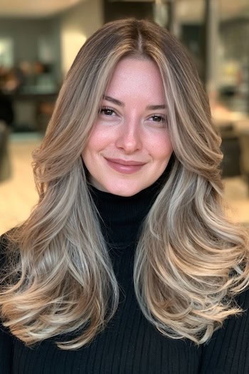 Reverse Balayage on Dark Roots Hair Color