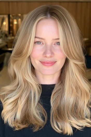 Dimensional Balayage Blonde with Long Layers Hair Color