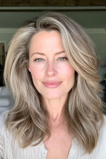 Smoky Blonde with Muted Gray Tones Hair Color