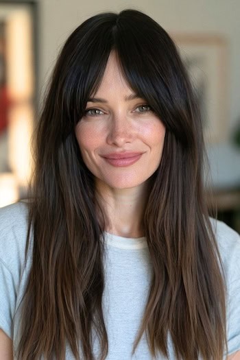 Curtain Bangs on Long Hair