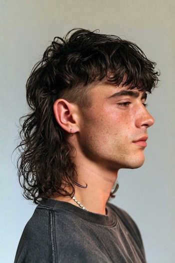 Wavy Mullet with Fade Hairstyle