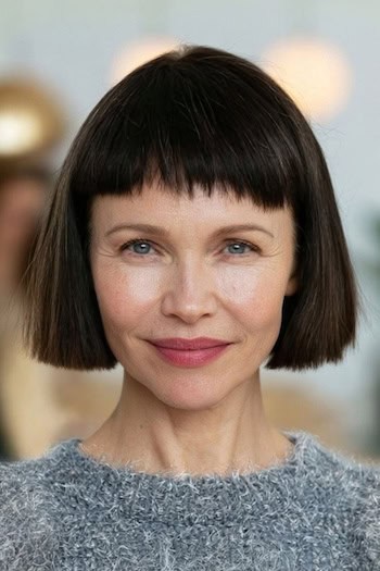 Short Blunt Bob with Baby Bangs Hairstyle